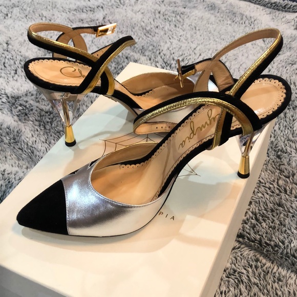 Charlotte Olympia suede/leather heels - Picture 3 of 9